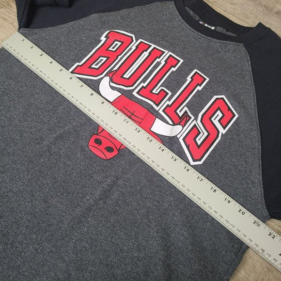 NBA Chicago Bulls Thermal Shirt Mens XL Raglan Tee Long Sleeve Waffle Knit - Picture 6 of 7